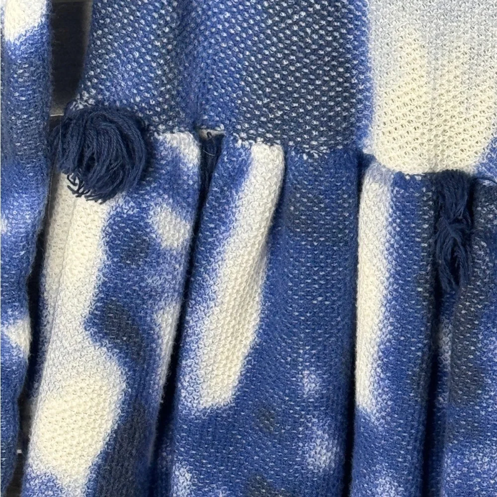 OshKosh B’gosh Girls Blue White Tie Dye Tassel Dress Size 4T Long Sleeve Boho